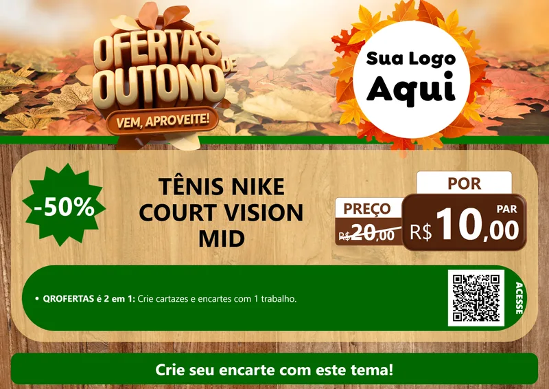 Modelo de Cartaz para Cartaz A4 Horizontal com o tema Ofertas de Outono - Vem, Aproveite! para Calçados