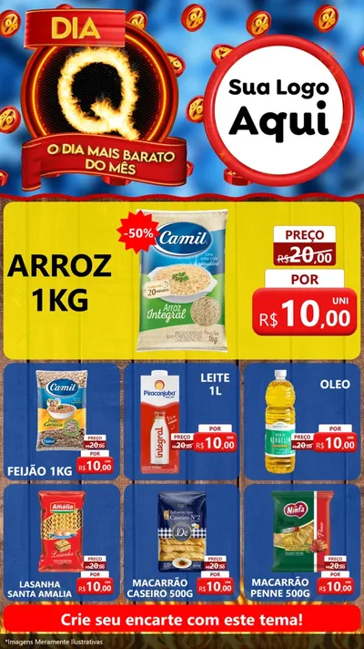 Modelo de Rede Social para Stories com o tema Dia Q - O Dia Mais Barato Do Mês para Supermercado
