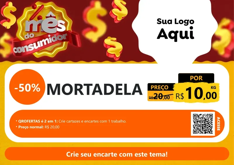 Modelo de Cartaz para Cartaz A4 Horizontal com o tema Mês do consumidor para Frios e Laticínios
