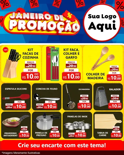 Modelo de Rede Social para Feed Instagram com o tema Janeiro de Promoção para Utilidades Domésticas