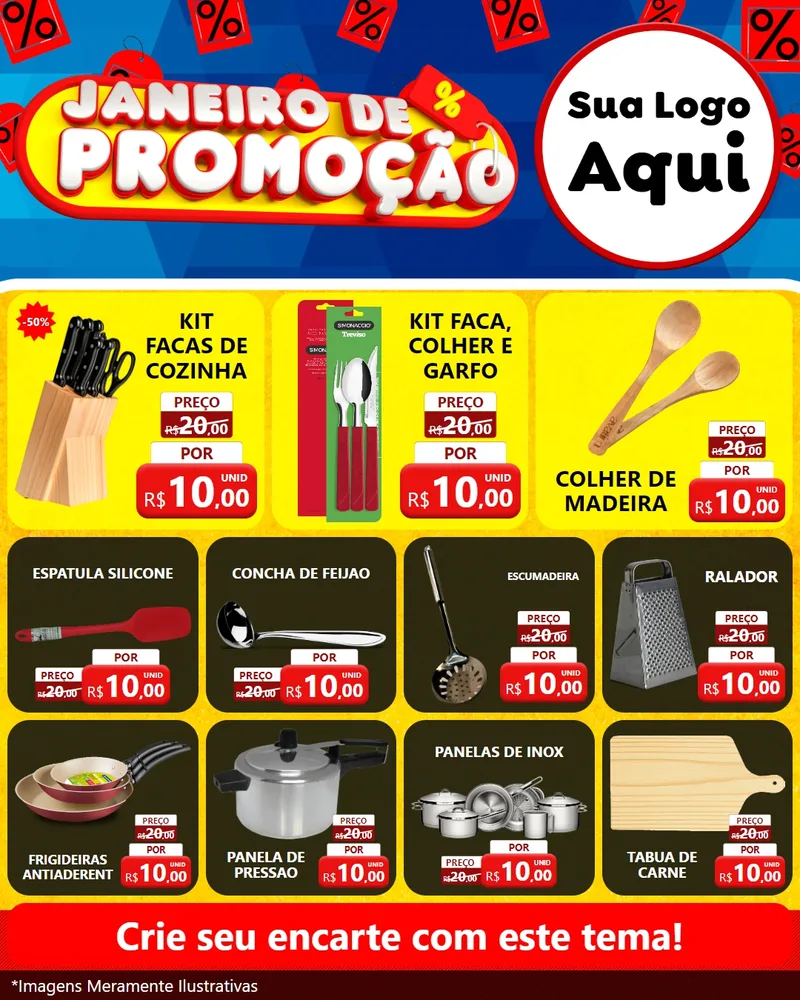 Modelo de Rede Social para Feed Instagram com o tema Janeiro de Promoção para Utilidades Domésticas