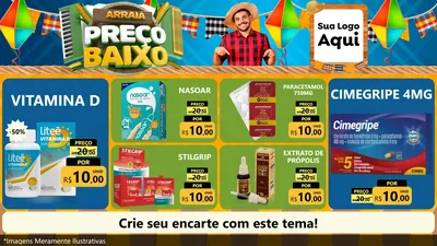 Modelo de TV para TV Horizontal com o tema Arraiá de Preço Baixo - Junina para Farmácia