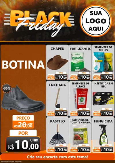 Modelo de Encarte para Encarte A4 Vertical com o tema Black Friday para Agropecuária