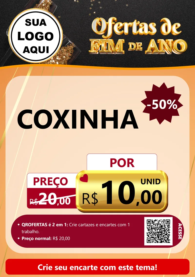 Modelo de Cartaz para Cartaz A4 Vertical com o tema Ofertas de Fim de Ano para Salgadaria