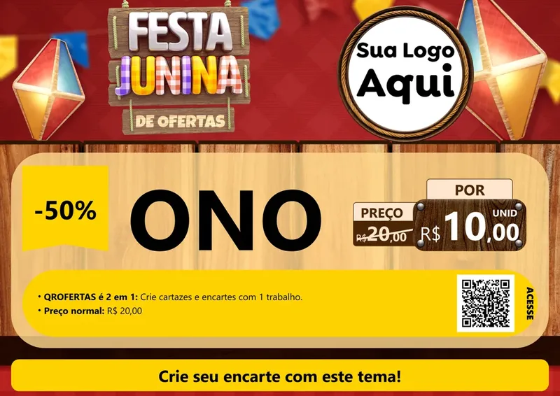 Modelo de Cartaz para Cartaz A4 Horizontal com o tema Festa Junina de Ofertas para Óticas