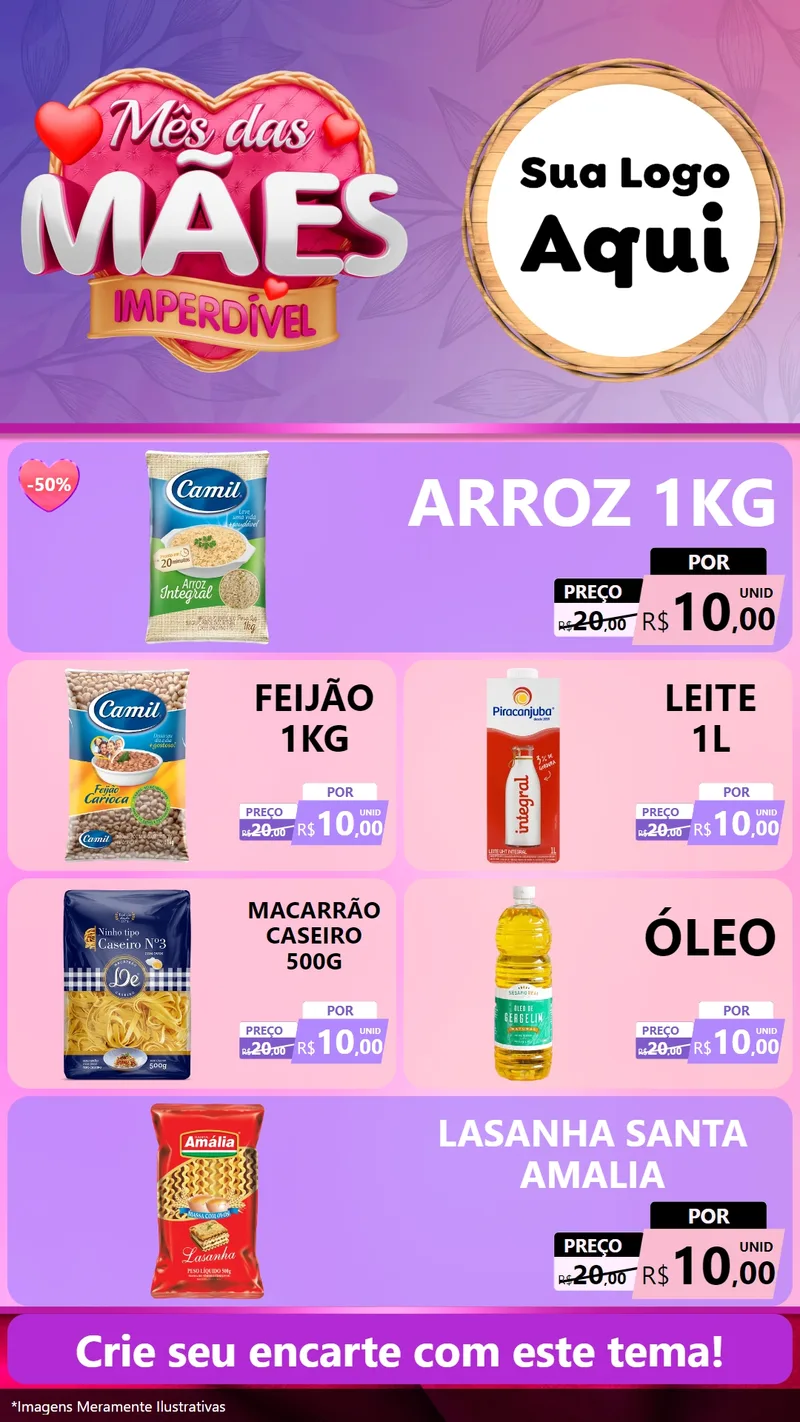 Modelo de TV para TV Vertical com o tema Mês das Mães Imperdível para Supermercado
