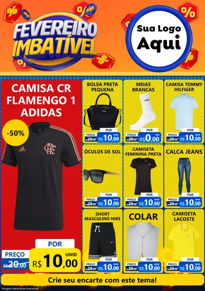 Modelo de Encarte para Encarte A4 Vertical com o tema Fevereiro Imbatível para Roupas e acessórios