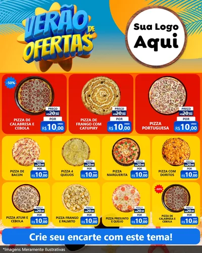 Modelo de Rede Social para Feed Instagram com o tema Verão de Ofertas para Pizzaria