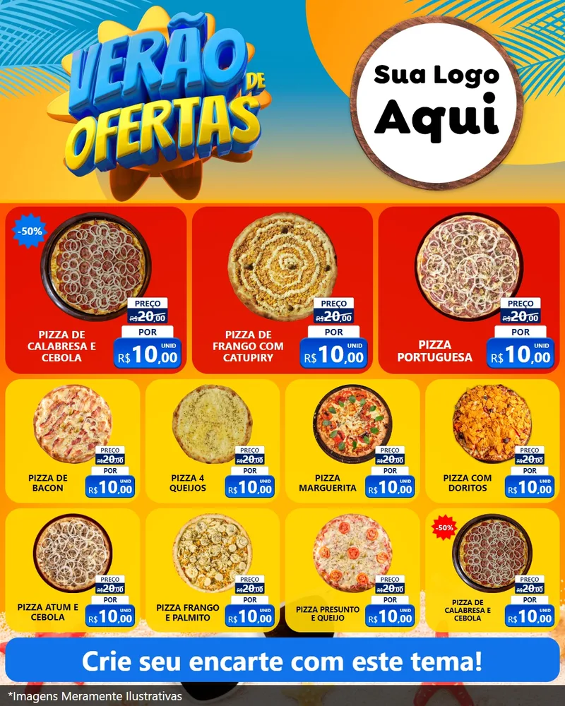 Modelo de Rede Social para Feed Instagram com o tema Verão de Ofertas para Pizzaria