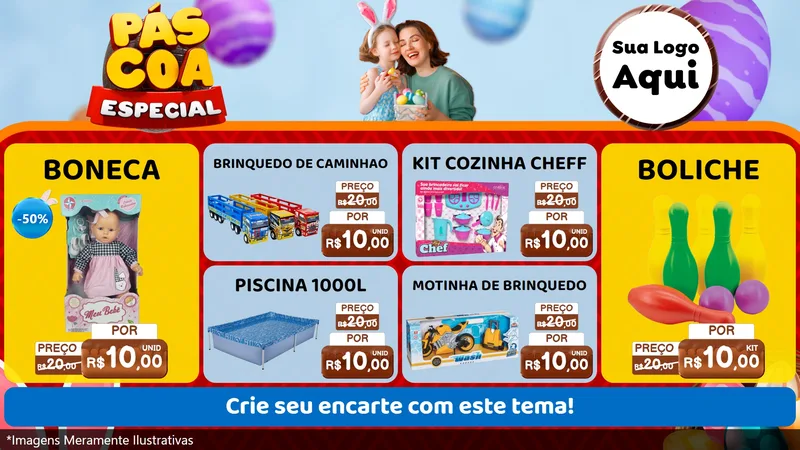 Modelo de TV para TV Horizontal com o tema Páscoa Especial para Brinquedos