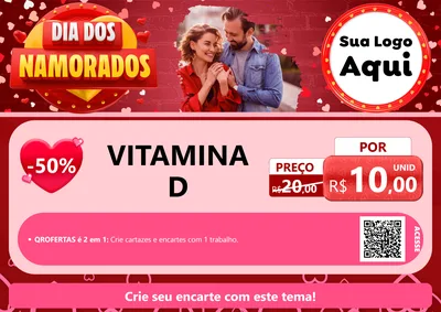 Modelo de Cartaz para Cartaz A4 Horizontal com o tema Dia Dos Namorados para Farmácia