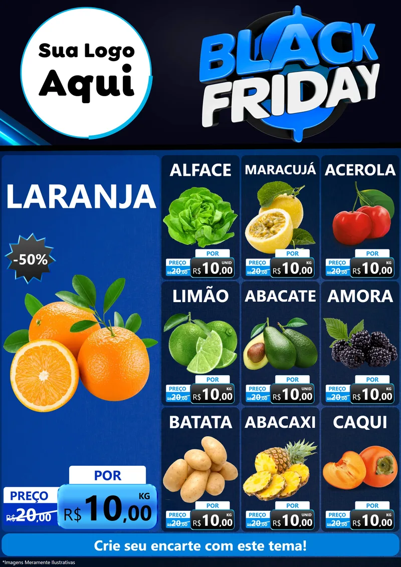 Modelo de Encarte para Encarte A4 Vertical com o tema Black Friday para Hortifrúti