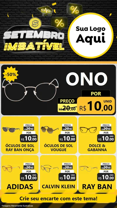 Modelo de Rede Social para Stories com o tema Setembro Imbatível para Óticas