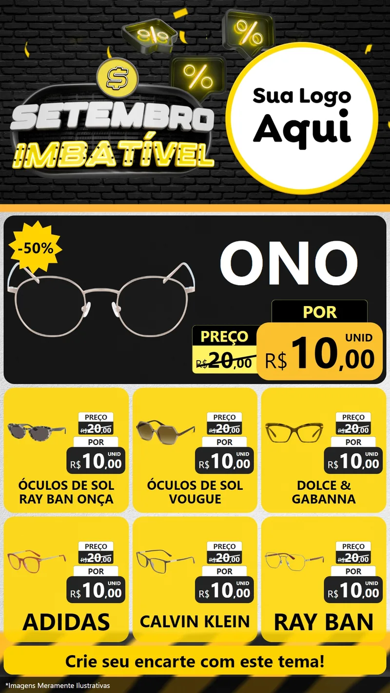 Modelo de Rede Social para Stories com o tema Setembro Imbatível para Óticas
