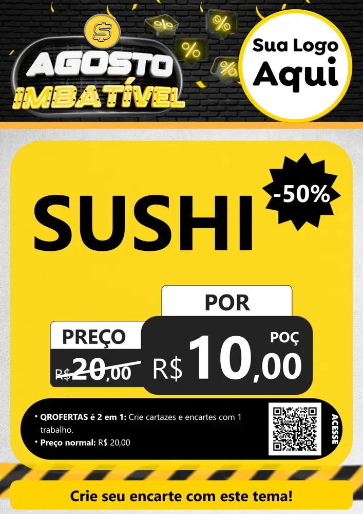 Modelo de Cartaz para Cartaz A4 Vertical com o tema Agosto Imbatível para Comida japonesa