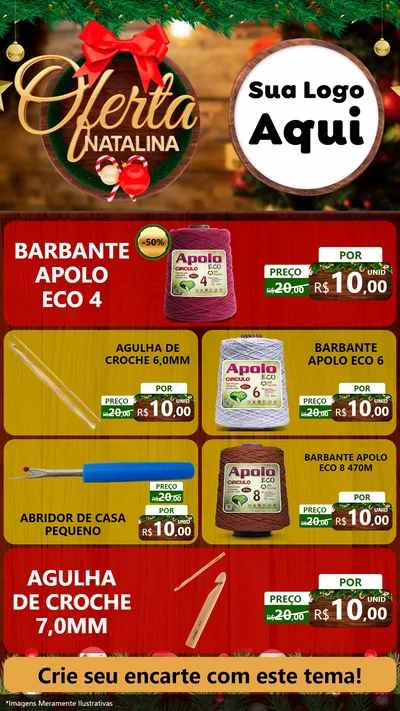 Modelo de TV para TV Vertical com o tema Ofertas Natalina para Armarinho e Aviamentos