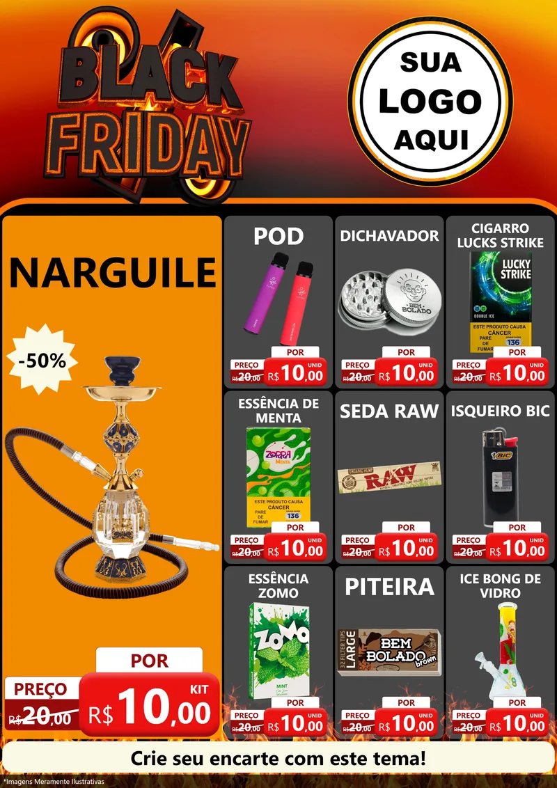 Modelo de Encarte para Encarte A4 Vertical com o tema Black Friday para Tabacaria
