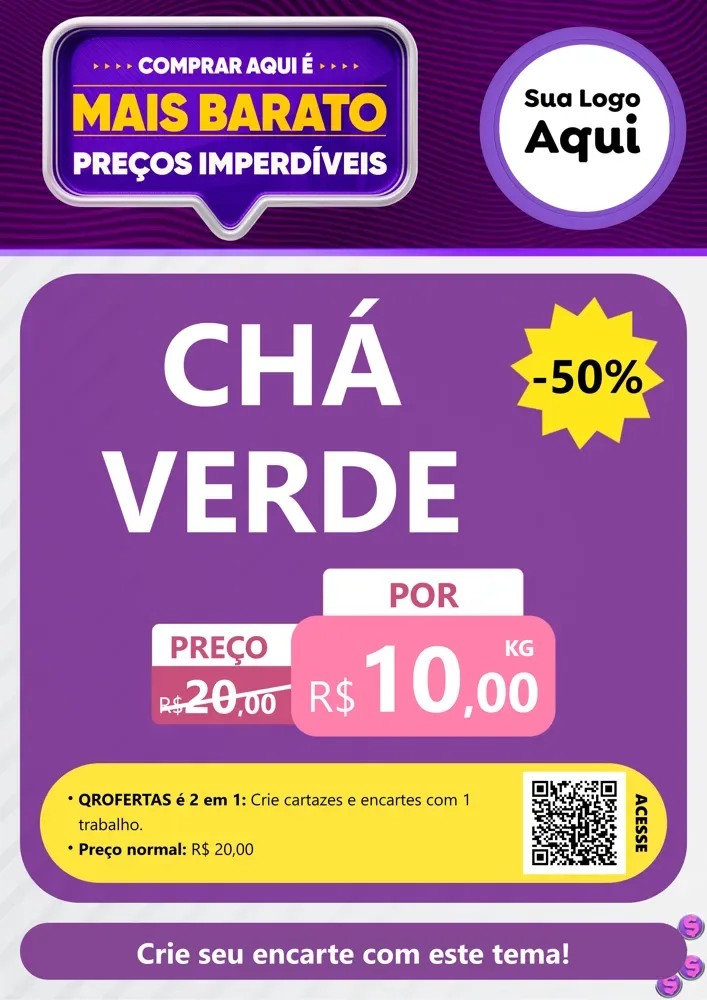 Modelo de Cartaz para Cartaz A4 Vertical com o tema Mais Barato para Produtos Naturais
