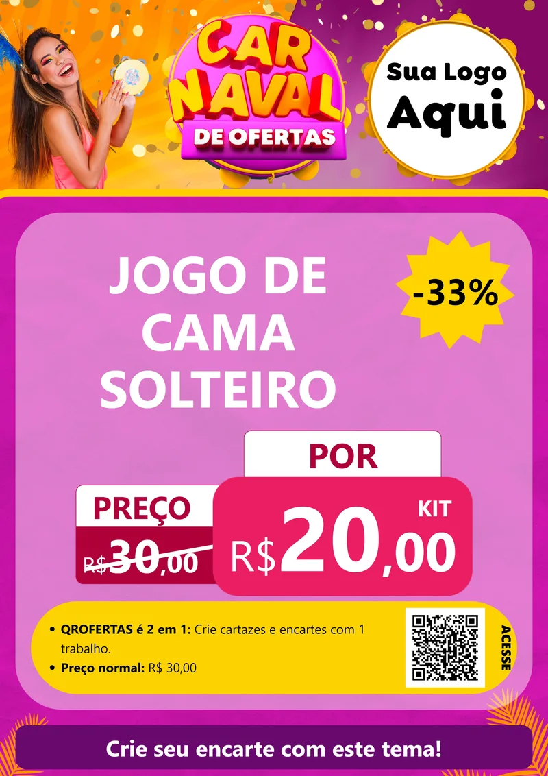 Modelo de Cartaz para Cartaz A4 Vertical com o tema Carnaval de Ofertas para Cama, Mesa e Banho