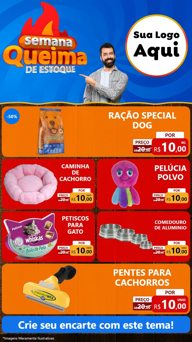 Modelo de TV para TV Vertical com o tema Semana Queima de Estoque para Pet Shop