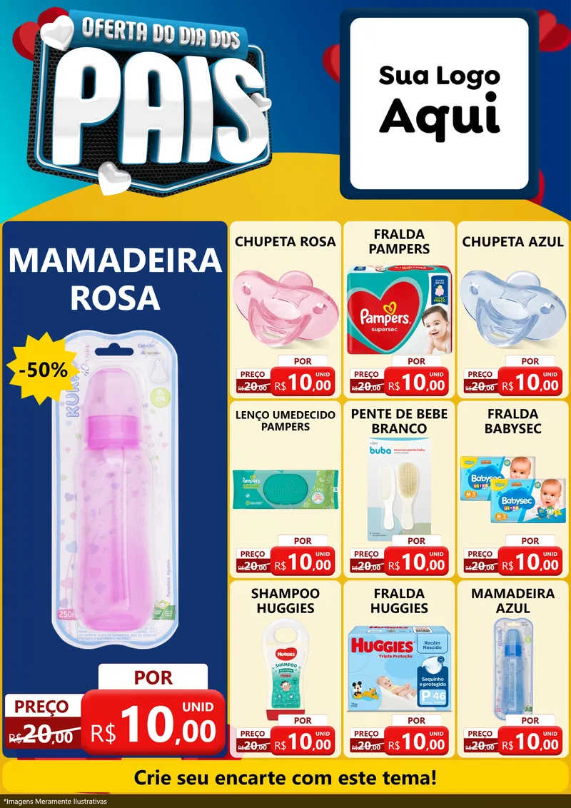 Modelo de Encarte para Encarte A4 Vertical com o tema Oferta Do Dia Dos Pais para Bebês