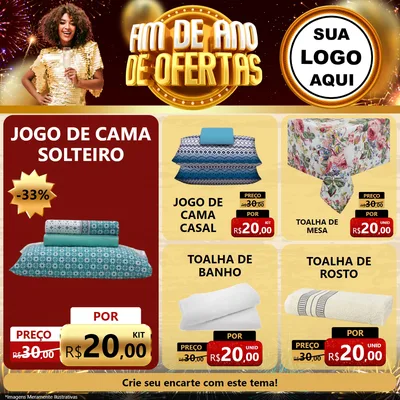 Modelo de Rede Social para Feed Facebook com o tema Fim de Ano de Ofertas para Cama, Mesa e Banho