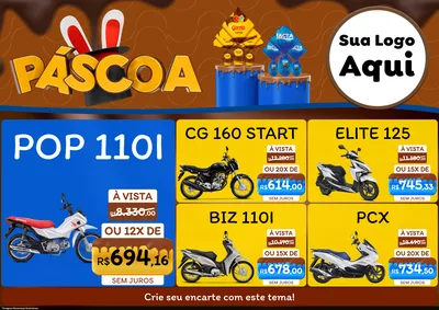 Modelo de Encarte para Encarte A4 Horizontal com o tema Páscoa para Concessionaria de Motos