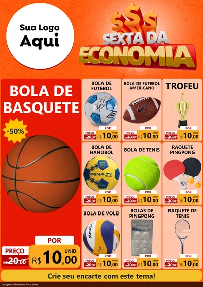 Modelo de Encarte para Encarte A4 Vertical com o tema Sexta da Economia para Artigos Esportivos