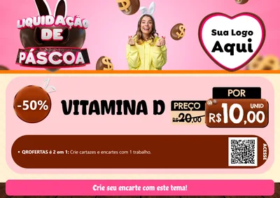 Modelo de Cartaz para Cartaz A4 Horizontal com o tema Liquidação de Páscoa para Farmácia