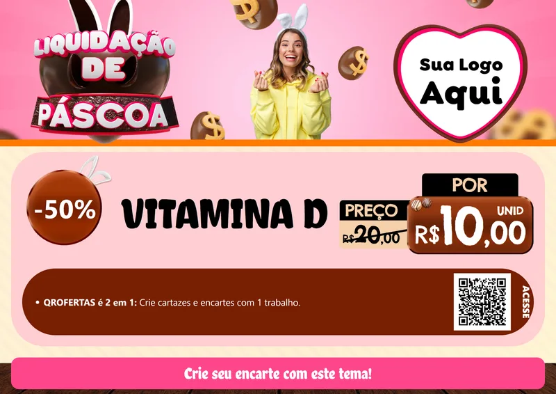 Modelo de Cartaz para Cartaz A4 Horizontal com o tema Liquidação de Páscoa para Farmácia