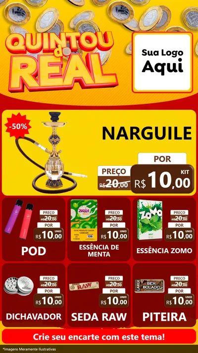 Modelo de Rede Social para Stories com o tema Quintou do Real para Tabacaria