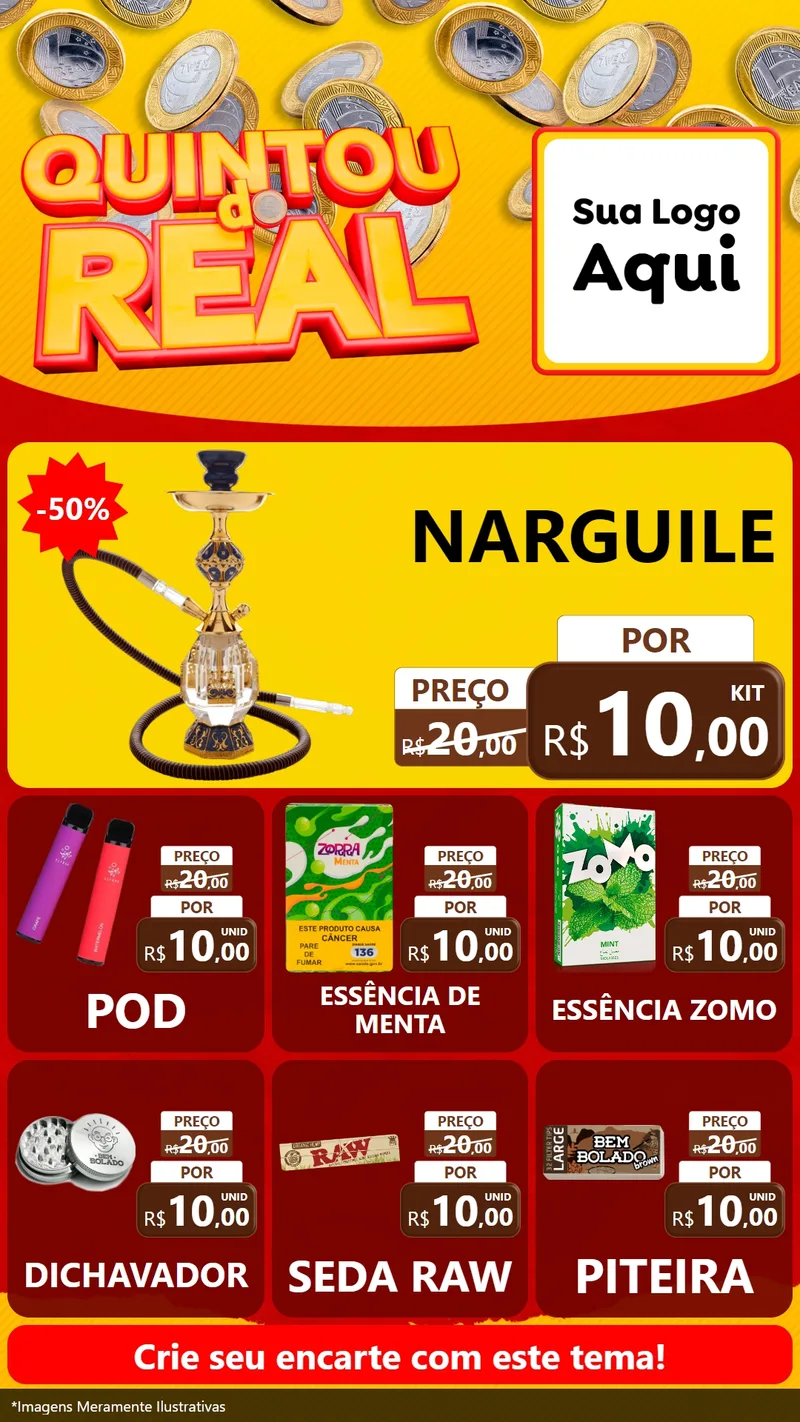 Modelo de Rede Social para Stories com o tema Quintou do Real para Tabacaria