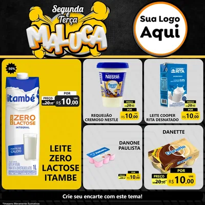 Modelo de Rede Social para Feed Facebook com o tema Segunda e Terça Maluca para Frios e Laticínios