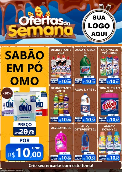 Modelo de Encarte para Encarte A4 Vertical com o tema Ofertas da Semana - Páscoa para Produtos de Limpeza