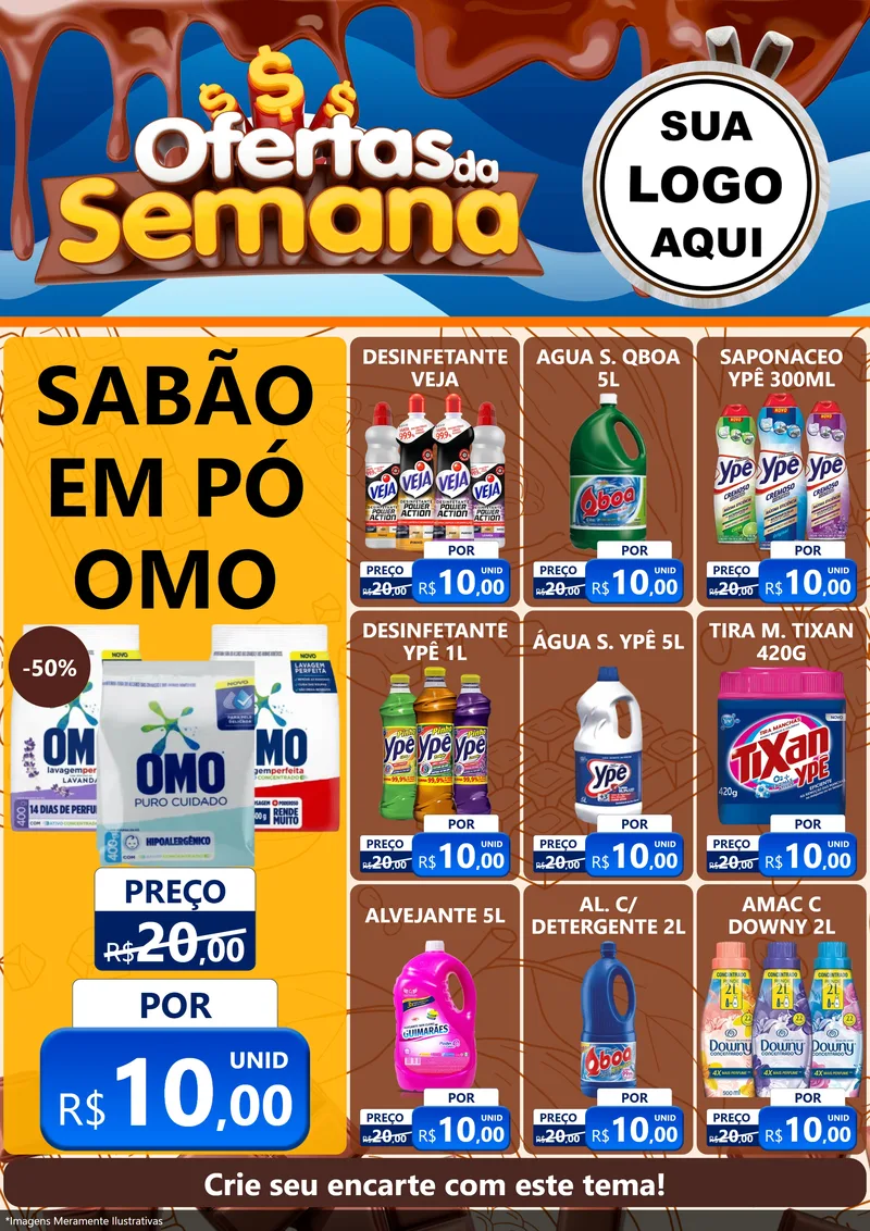 Modelo de Encarte para Encarte A4 Vertical com o tema Ofertas da Semana - Páscoa para Produtos de Limpeza