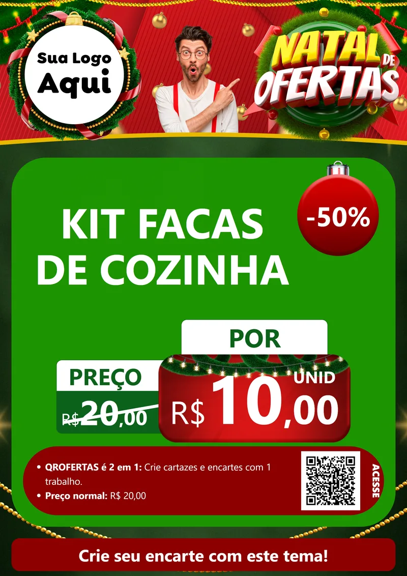 Modelo de Cartaz para Cartaz A4 Vertical com o tema Natal de Ofertas para Utilidades Domésticas
