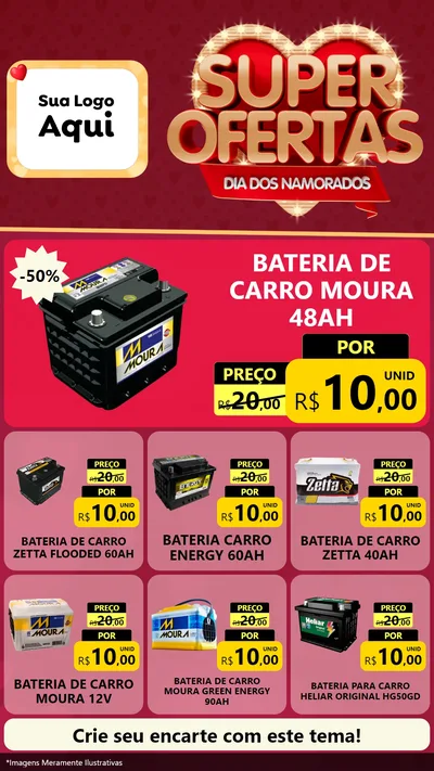 Modelo de Rede Social para Stories com o tema Dia dos Namorados para Baterias Elétricas