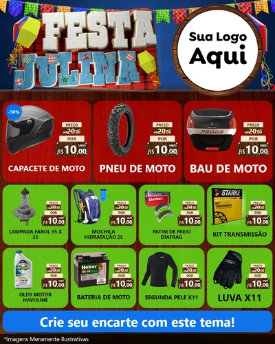 Modelo de Rede Social para Feed Instagram com o tema Festa Julina para Moto peças