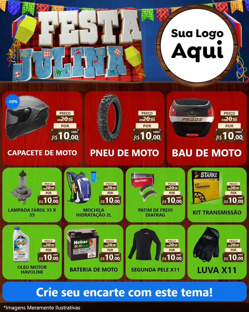 Modelo de Rede Social para Feed Instagram com o tema Festa Julina para Moto peças