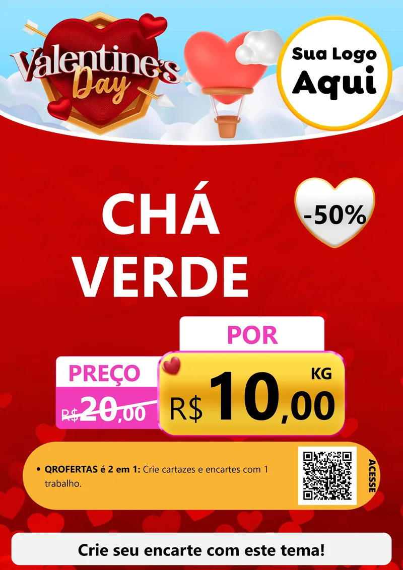 Modelo de Cartaz para Cartaz A4 Vertical com o tema Valentine's Day para Produtos Naturais