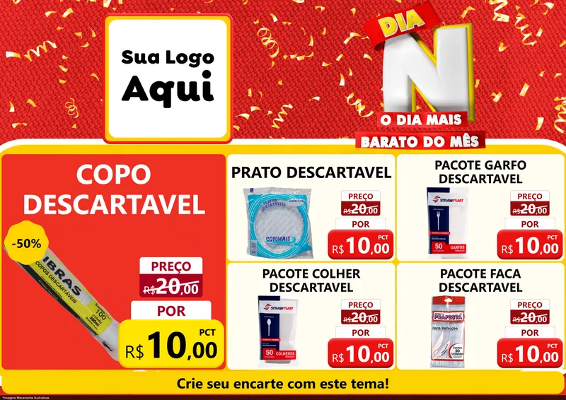 Modelo de Encarte para Encarte A4 Horizontal com o tema Dia N o Dia Mais Barato do Mês para Embalagens