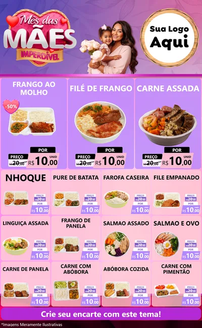Modelo de Encarte para Encarte Grande com o tema Mês das Mães Imperdível para Restaurante