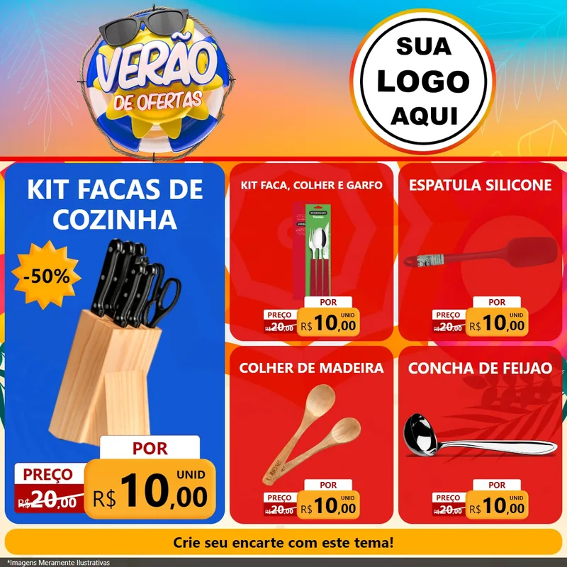 Modelo de Rede Social para Feed Facebook com o tema Verão de Ofertas para Utilidades Domésticas