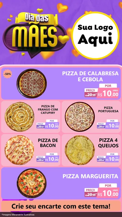 Modelo de TV para TV Vertical com o tema Dia das Mães para Pizzaria