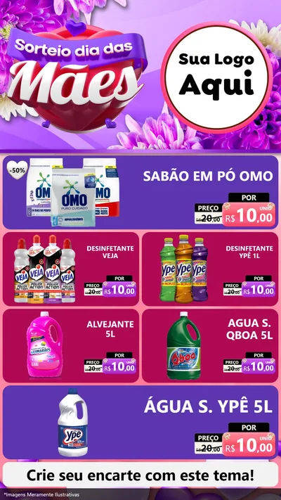 Modelo de TV para TV Vertical com o tema Sorteio Dia das Mães para Produtos de Limpeza