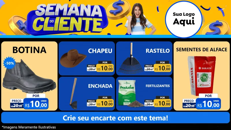 Modelo de TV para TV Horizontal com o tema Semana do Cliente para Agropecuária
