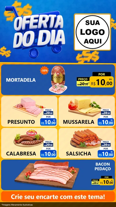 Modelo de TV para TV Vertical com o tema Oferta do Dia para Frios e Laticínios