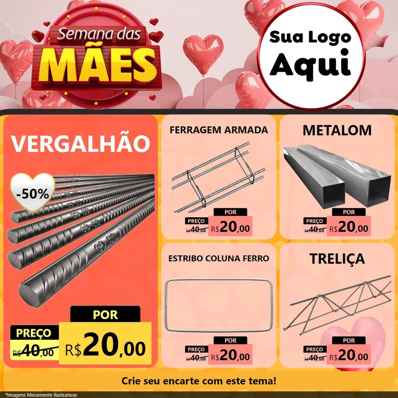 Modelo de Rede Social para Feed Facebook com o tema Semana das Mães para Ferragens