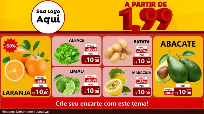 Modelo de TV para TV Horizontal com o tema A Partir de Um e Noventa e Nove - 1,99 para Hortifrúti