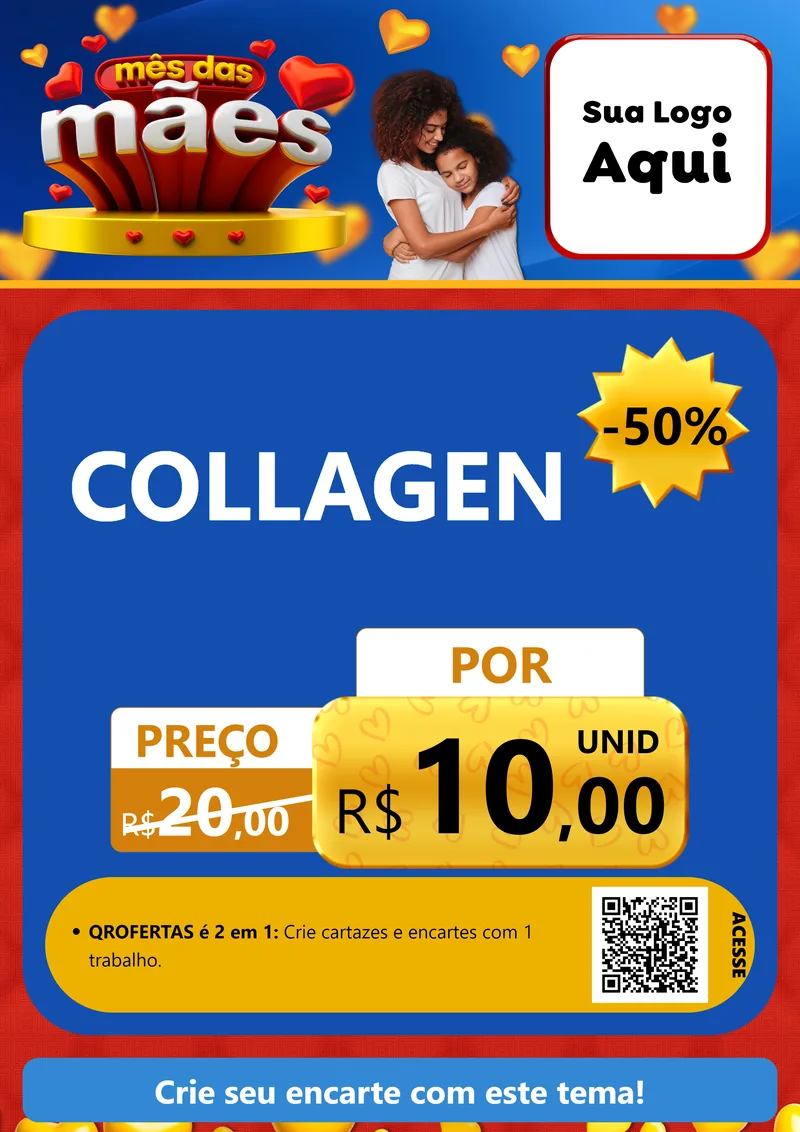 Modelo de Cartaz para Cartaz A4 Vertical com o tema Mês das Mães para Suplementos alimentares